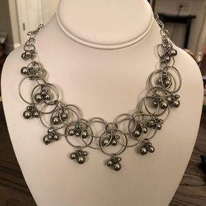 Talbots Silver Circle and Bead Confetti Necklace